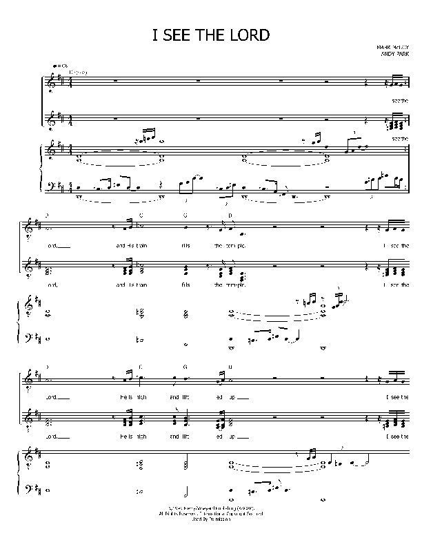 I See The Lord Lead Sheet (SAT) (Andy Park)