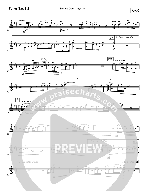 Son Of God Tenor Sax 1/2 (Hillsong Worship)