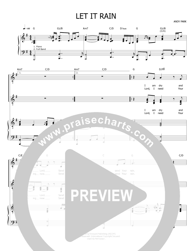 Let It Rain Sheet Music ( / Vineyard Worship) - PraiseCharts