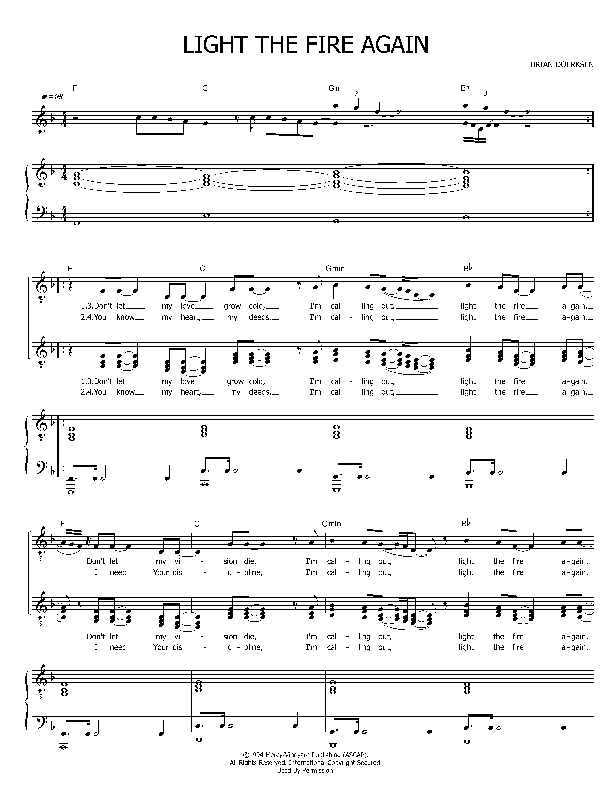Light The Fire Again Piano/Vocal & Lead (Brian Doerksen)