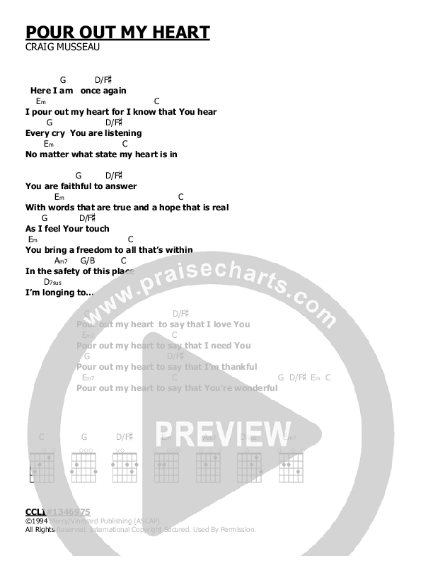 Pour Out My Heart Chord Chart ( / Vineyard Worship)