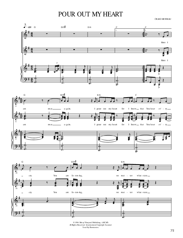 Pour Out My Heart Lead & Piano ( / Vineyard Worship)