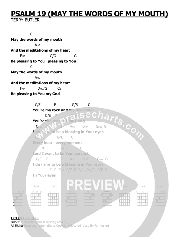 Psalm 19 Chord Chart (Terry Butler)