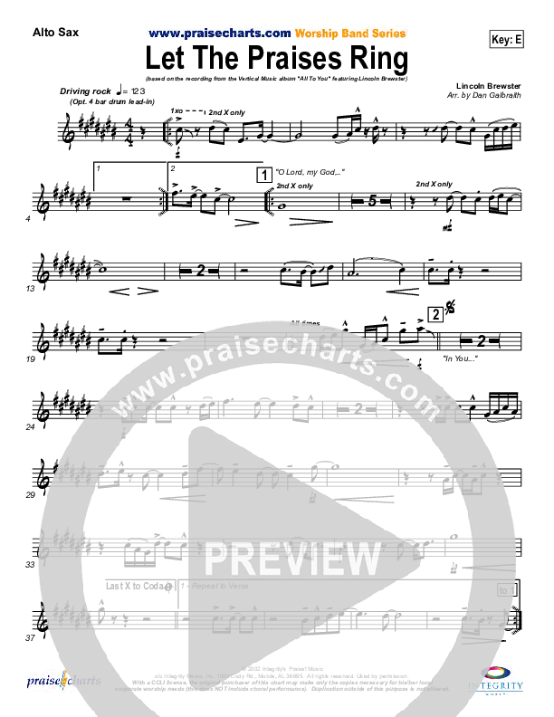 Let The Praises Ring Alto Sax (Lincoln Brewster)