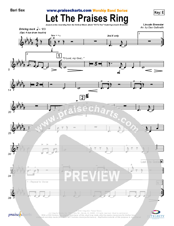 Let The Praises Ring Bari Sax (Lincoln Brewster)