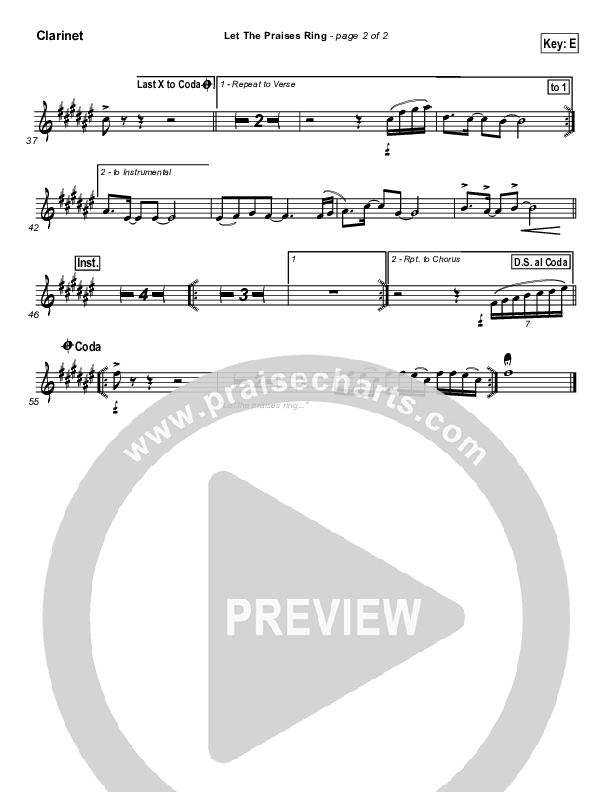 Let The Praises Ring Clarinet (Lincoln Brewster)