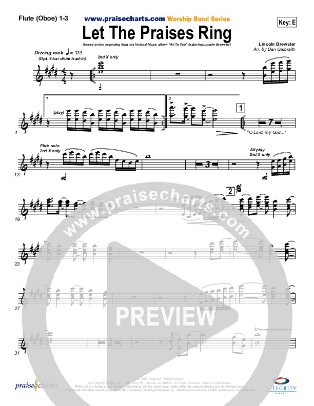 Let The Praises Ring Flute/Oboe 1/2/3 (Lincoln Brewster)