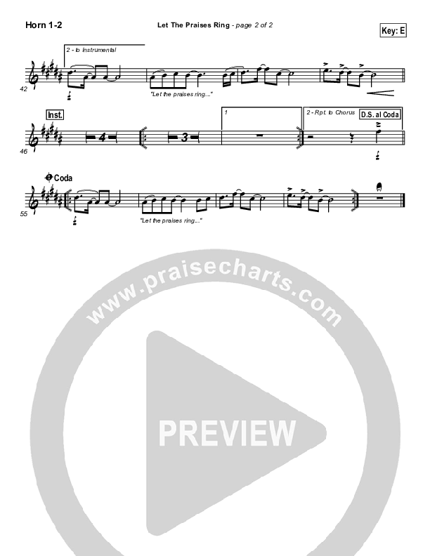 Let The Praises Ring French Horn 1/2 (Lincoln Brewster)