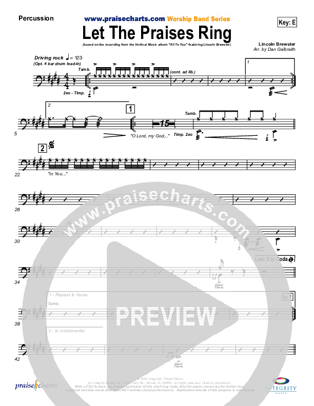 Let The Praises Ring Percussion (Lincoln Brewster)