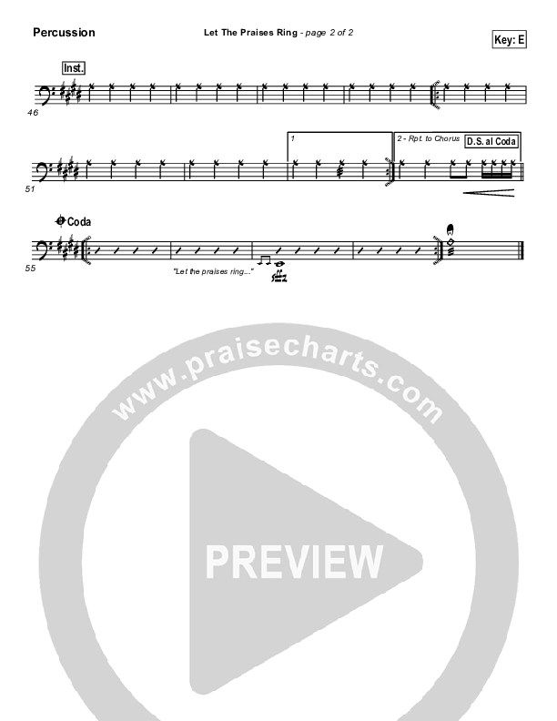 Let The Praises Ring Percussion (Lincoln Brewster)