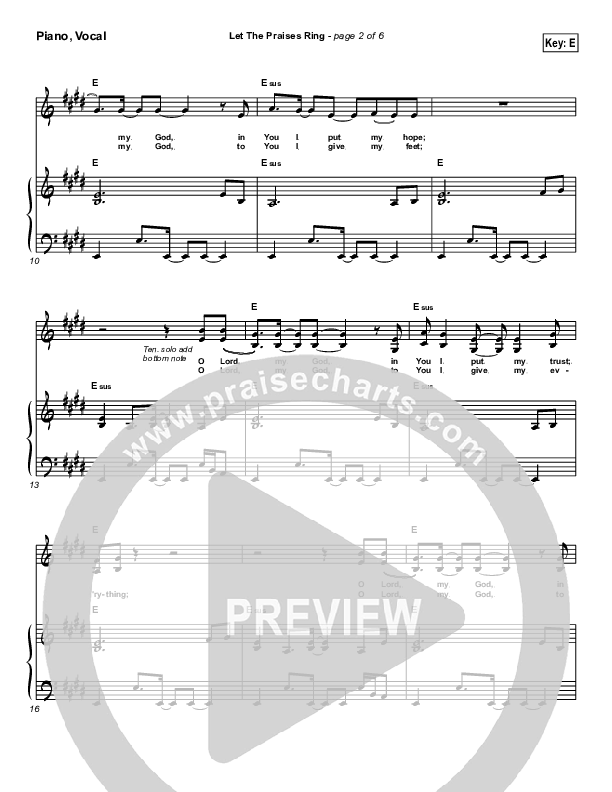 Let The Praises Ring Piano/Vocal & Lead (Lincoln Brewster)