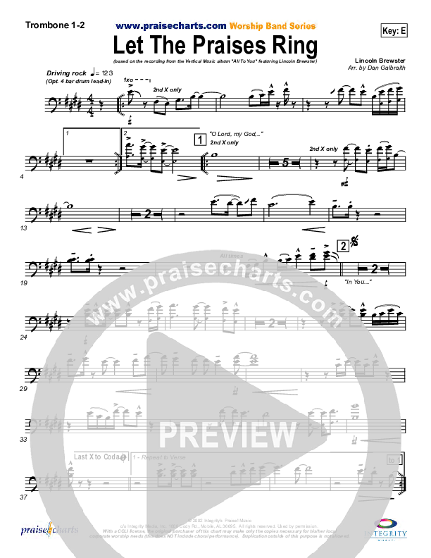 Let The Praises Ring Trombone 1/2 (Lincoln Brewster)