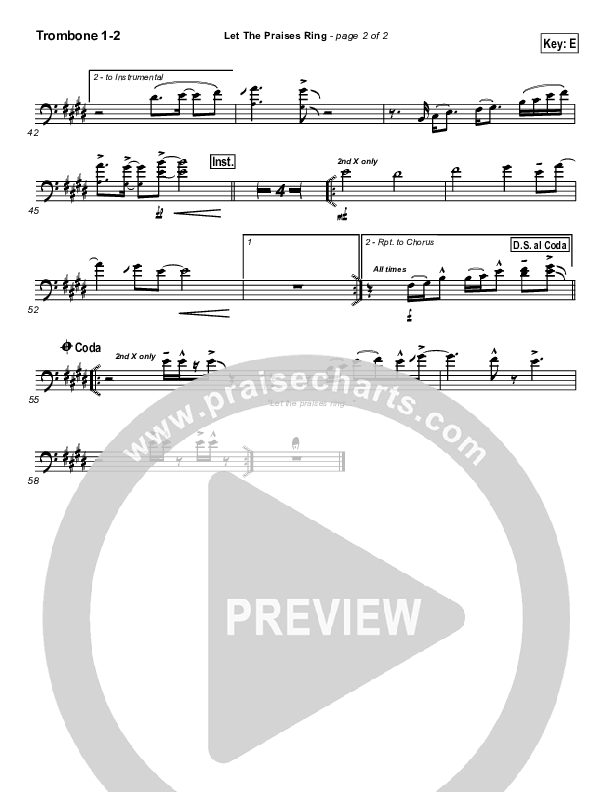 Let The Praises Ring Trombone 1/2 (Lincoln Brewster)