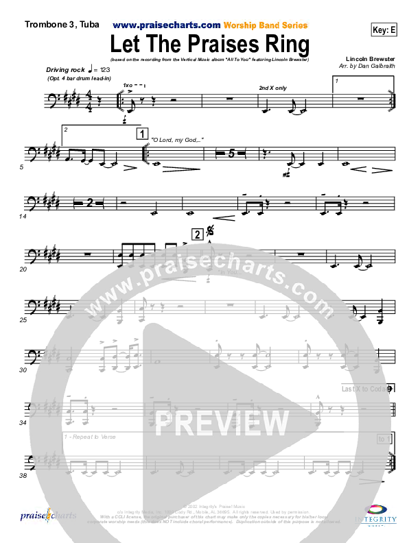 Let The Praises Ring Trombone 3/Tuba (Lincoln Brewster)
