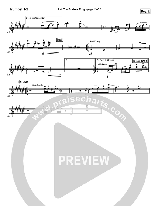 Let The Praises Ring Trumpet 1,2 (Lincoln Brewster)