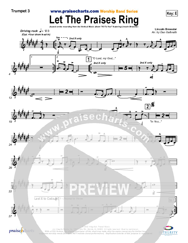 Let The Praises Ring Trumpet 3 (Lincoln Brewster)