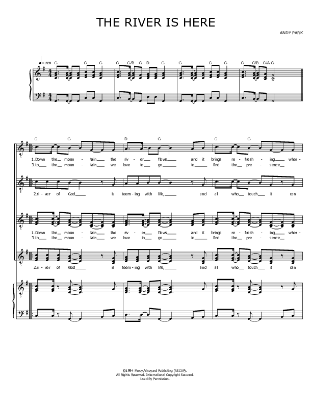 The River Is Here Piano/Vocal & Lead (Andy Park)