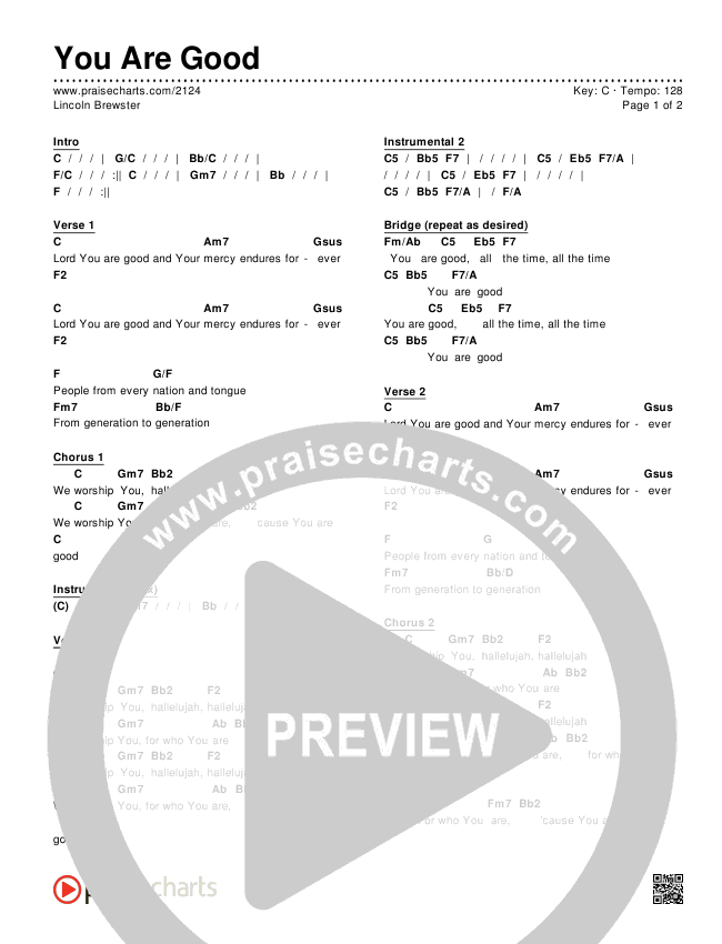 You Are Good  Chords & Lyrics (Lincoln Brewster)