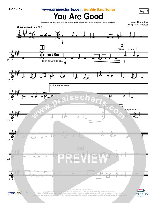 You Are Good Bari Sax (Lincoln Brewster)