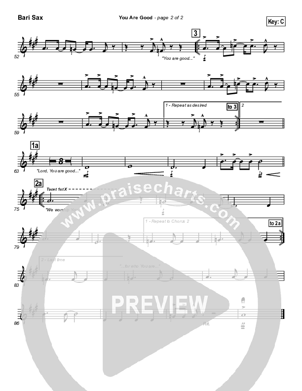 You Are Good Bari Sax (Lincoln Brewster)