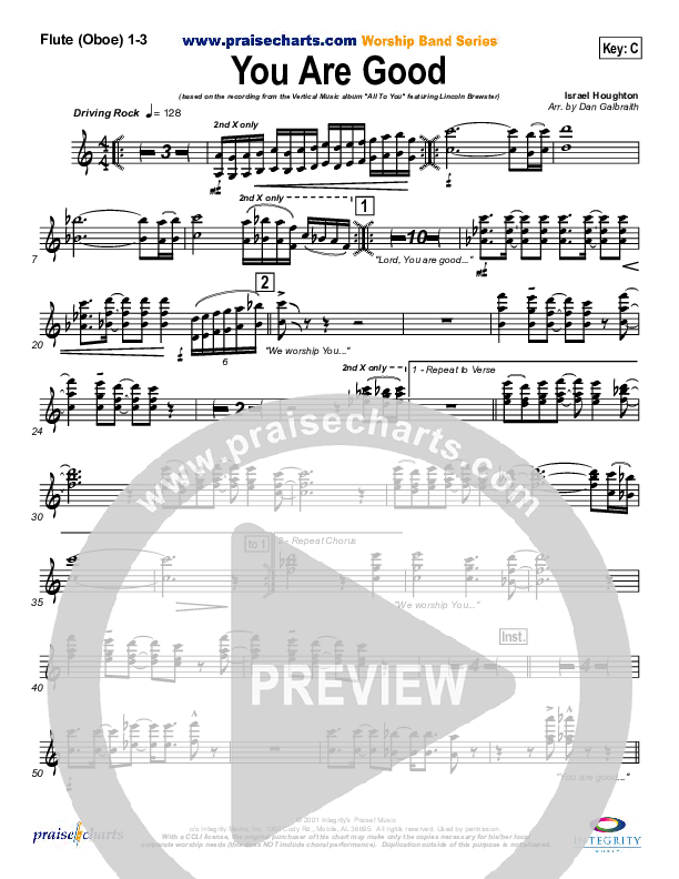 You Are Good Flute/Oboe 1/2/3 (Lincoln Brewster)