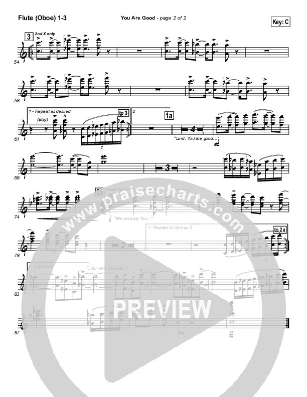 You Are Good Flute/Oboe 1/2/3 (Lincoln Brewster)