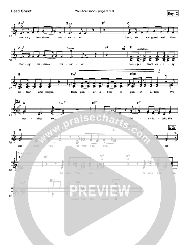 You Are Good  Lead Sheet (Lincoln Brewster)