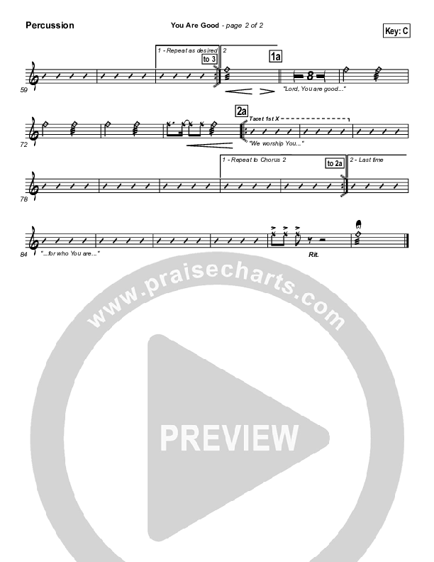 You Are Good Percussion (Lincoln Brewster)