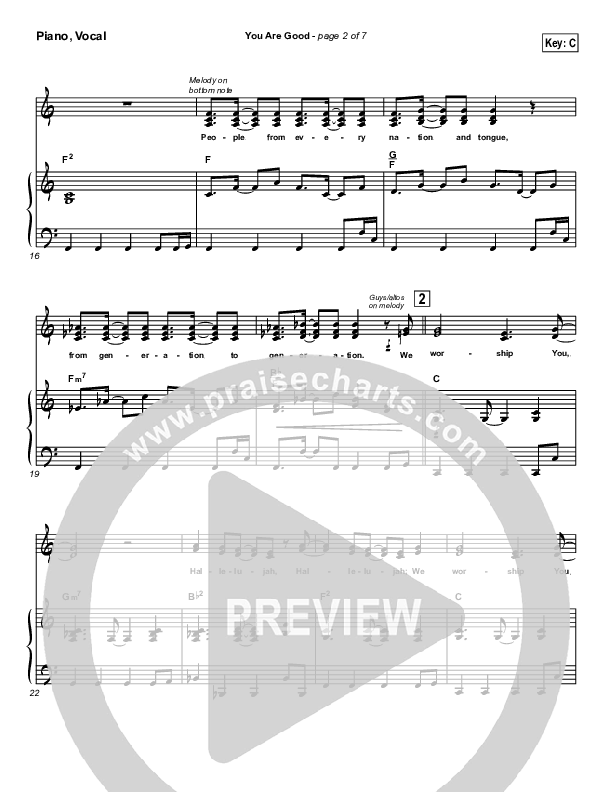 You Are Good Piano/Vocal (Lincoln Brewster)