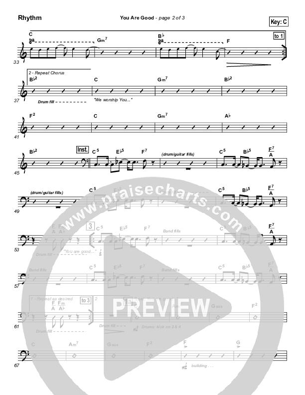 You Are Good Rhythm Chart (Lincoln Brewster)