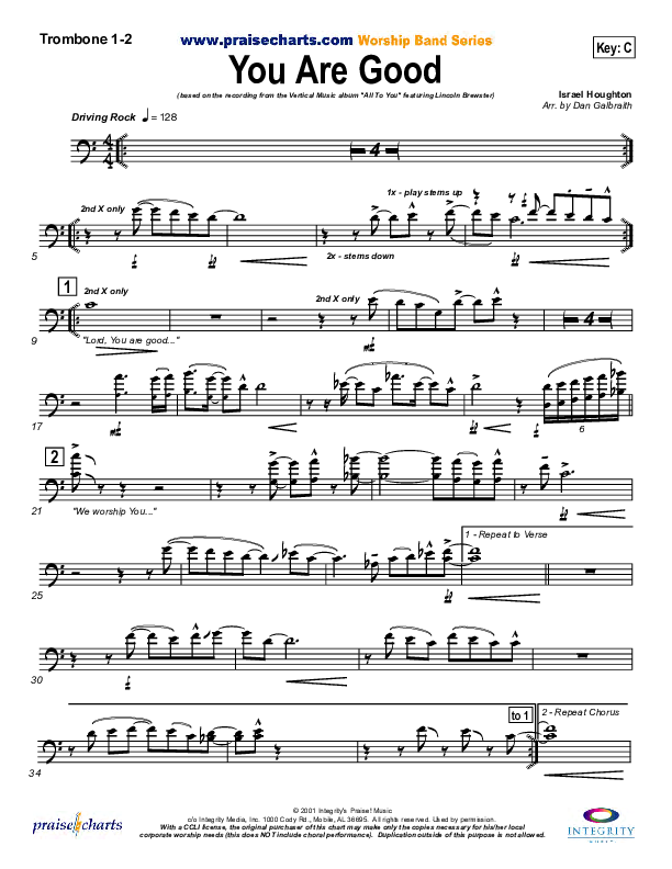 You Are Good Trombone 1/2 (Lincoln Brewster)