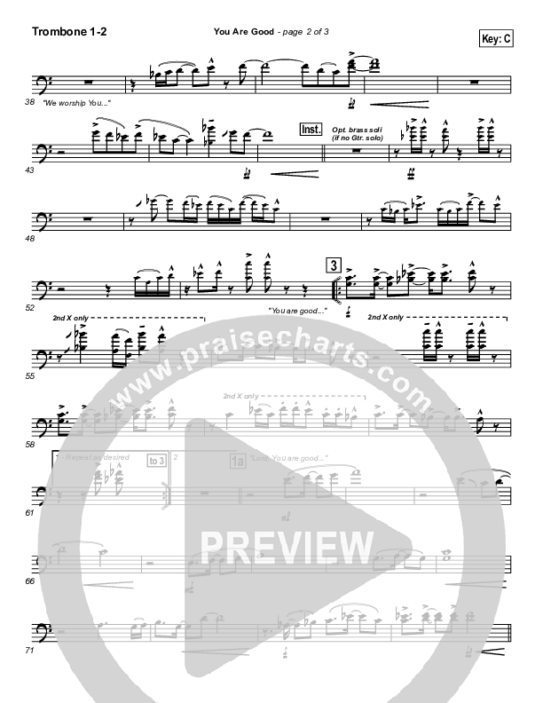 You Are Good Trombone 1/2 (Lincoln Brewster)