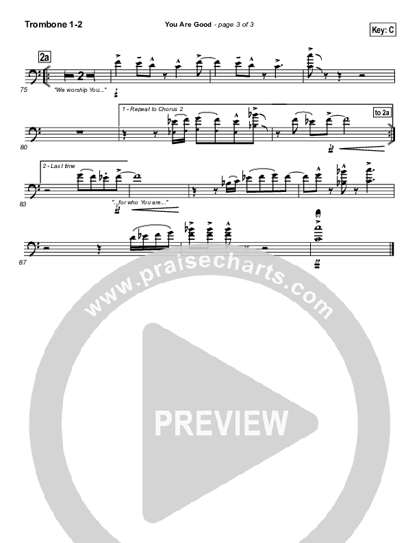 You Are Good Trombone 1/2 (Lincoln Brewster)