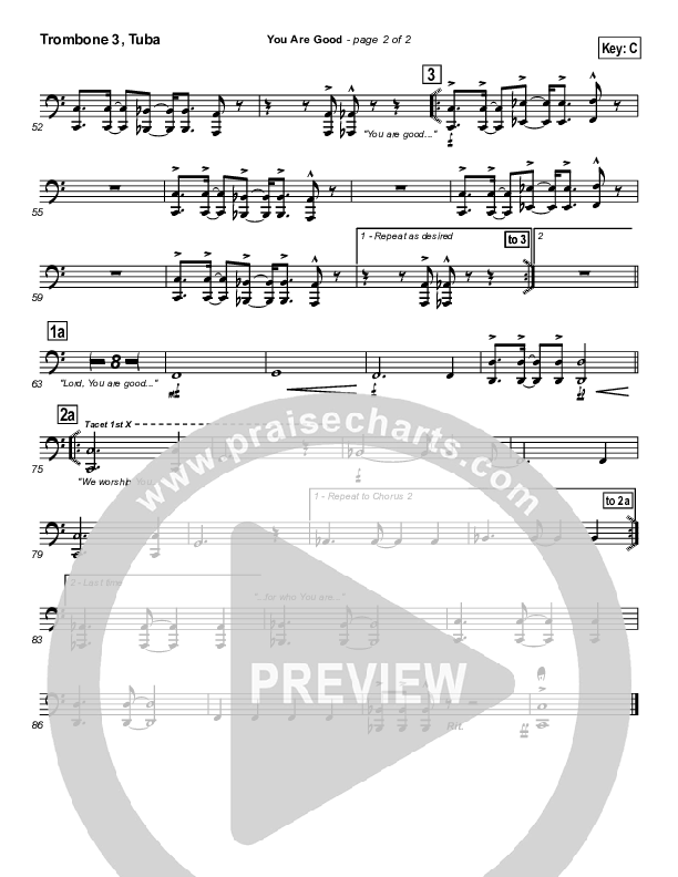 You Are Good Trombone 3/Tuba (Lincoln Brewster)