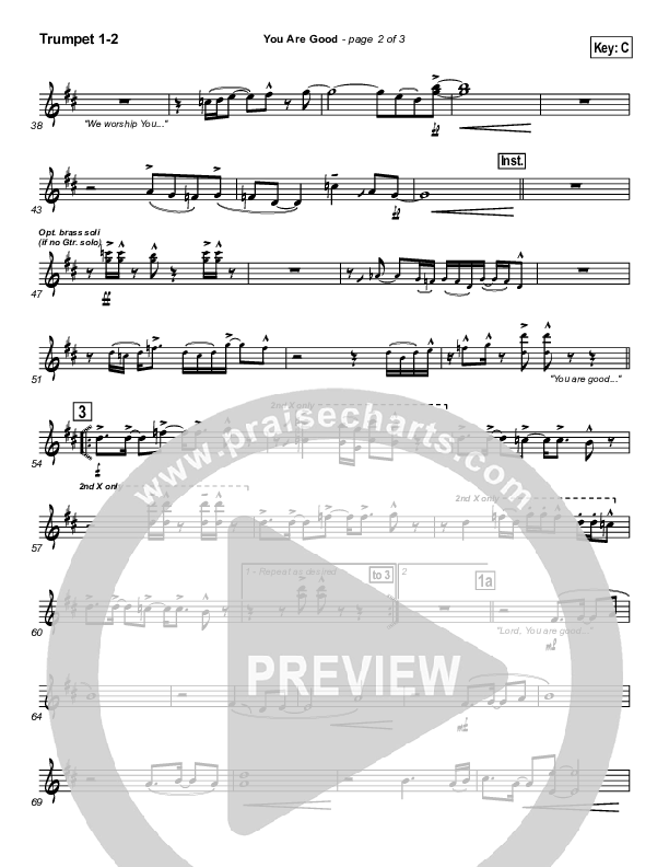 You Are Good Trumpet 1,2 (Lincoln Brewster)