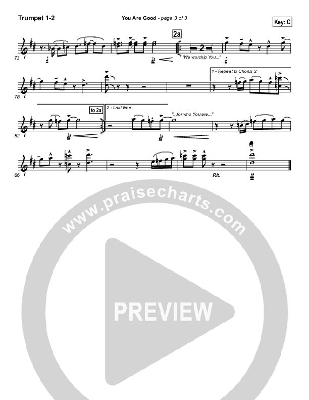 You Are Good Trumpet 1,2 (Lincoln Brewster)