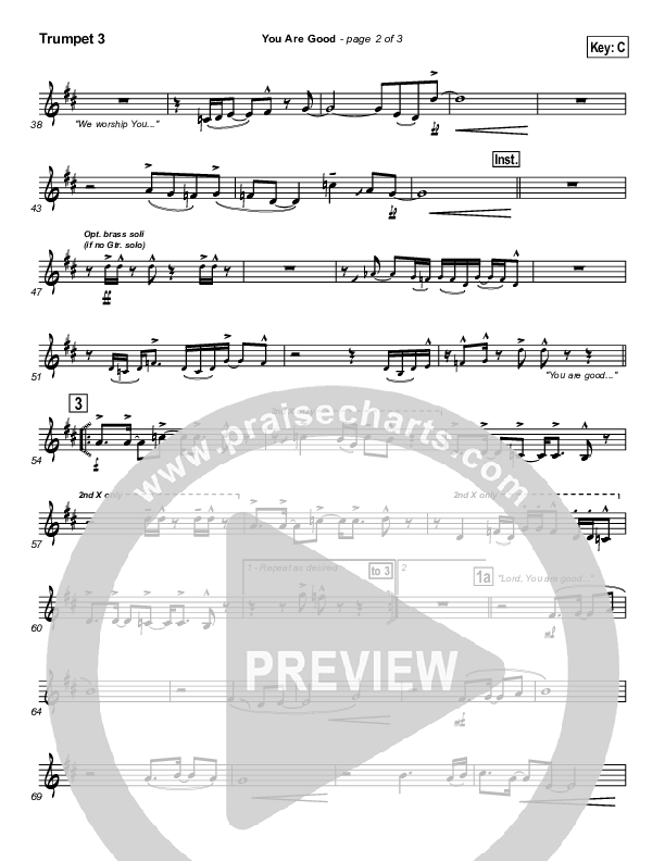 You Are Good Trumpet 3 (Lincoln Brewster)