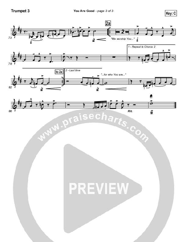 You Are Good Trumpet 3 (Lincoln Brewster)