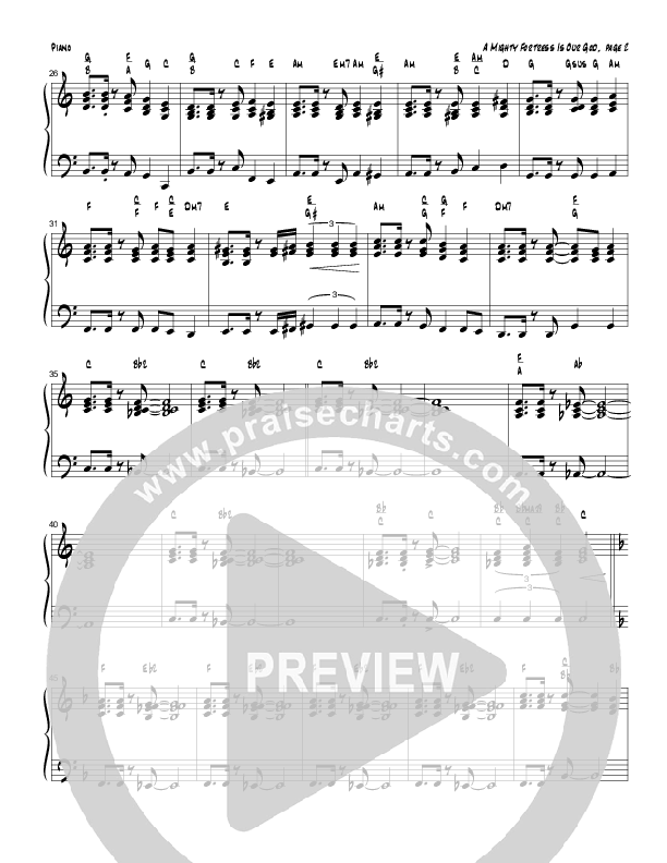 A Mighty Fortress Is Our God (Instrumental) Piano Sheet (Tom Payne)