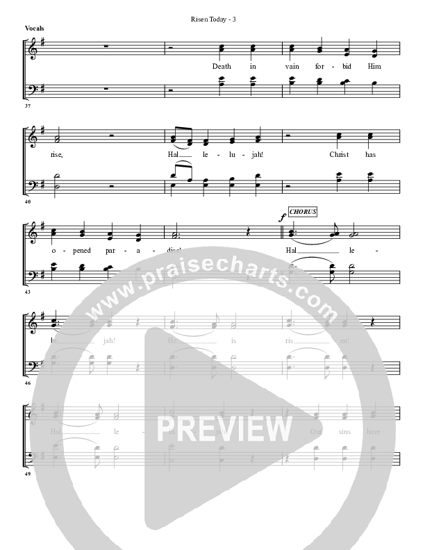Risen Today Choir Sheet (G3 Worship)
