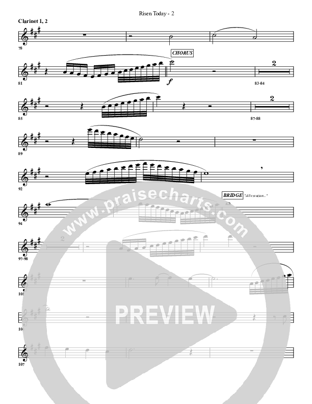 Risen Today Clarinet 1/2 (G3 Worship)