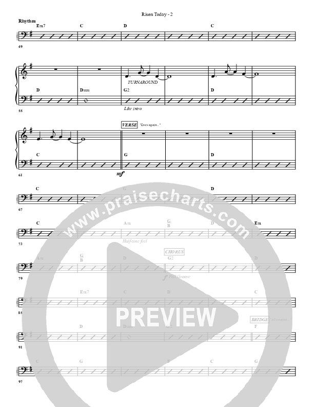 Risen Today Rhythm Chart (G3 Worship)