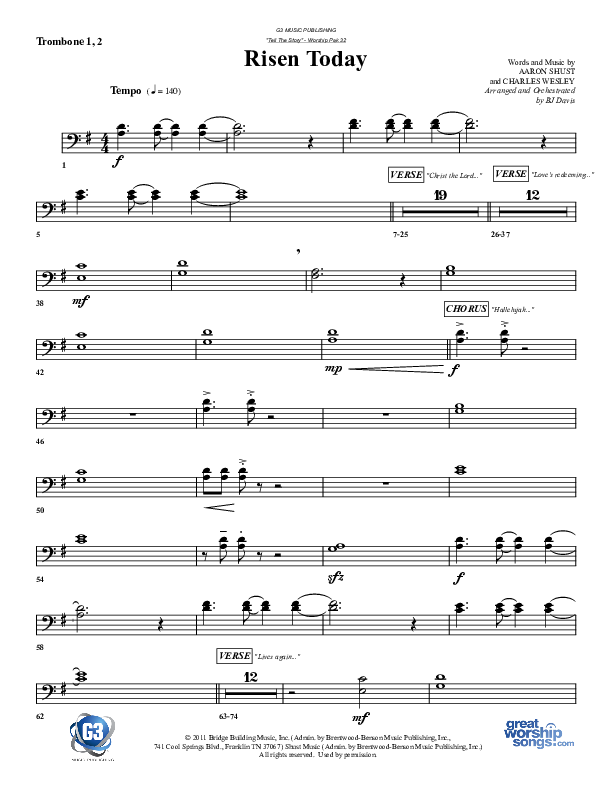 Risen Today Trombone 1/2 (G3 Worship)