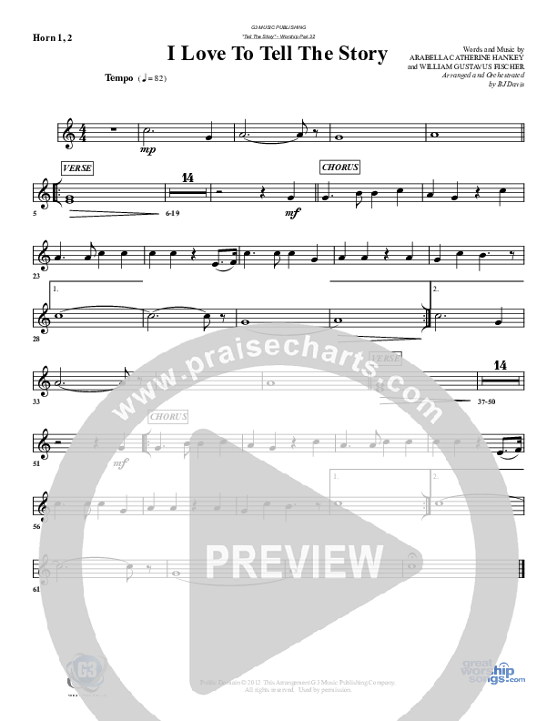 I Love To Tell The Story French Horn 1/2 (G3 Worship)