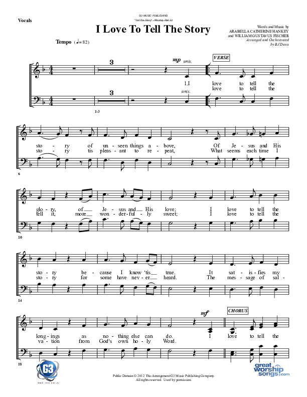 I Love To Tell The Story Lead Sheet (G3 Worship)