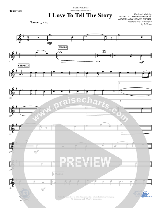 I Love To Tell The Story Tenor Sax 2 (G3 Worship)