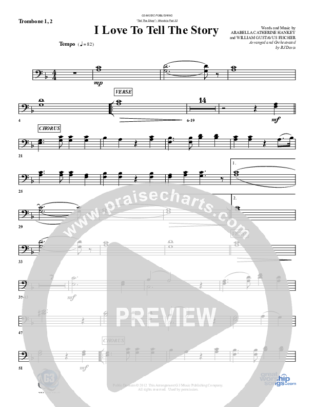 I Love To Tell The Story Trombone 1/2 (G3 Worship)