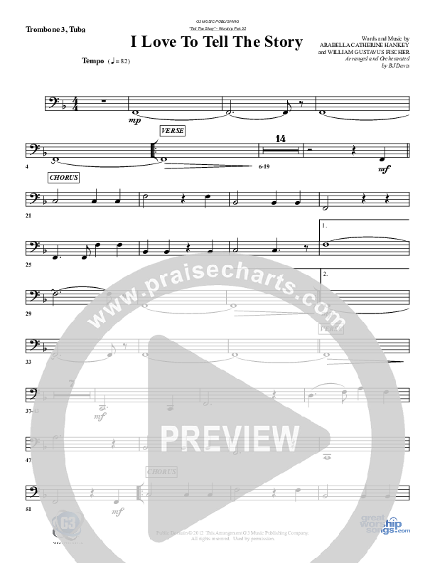I Love To Tell The Story Trombone 3/Tuba (G3 Worship)