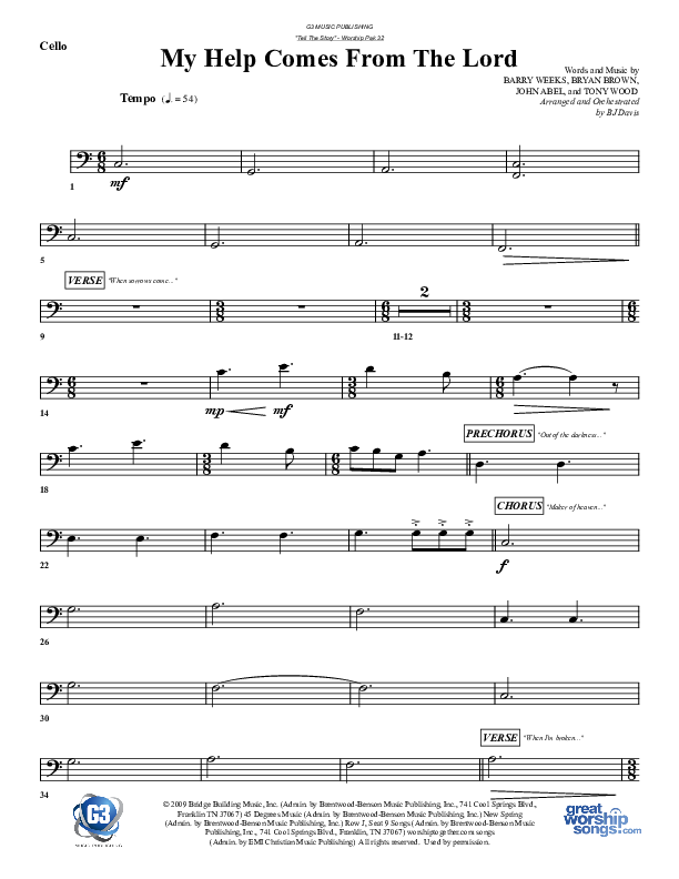 My Help Comes From The Lord Cello (G3 Worship)