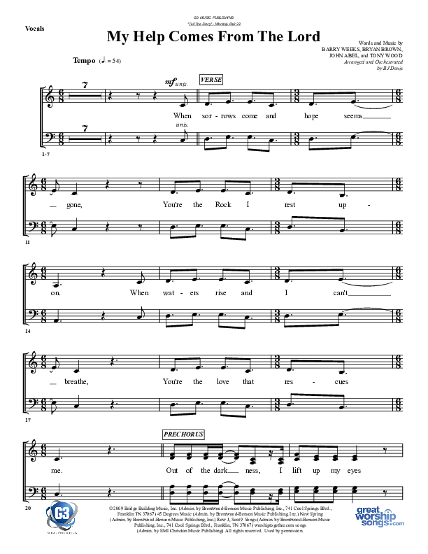 My Help Comes From The Lord Choir Sheet (G3 Worship)